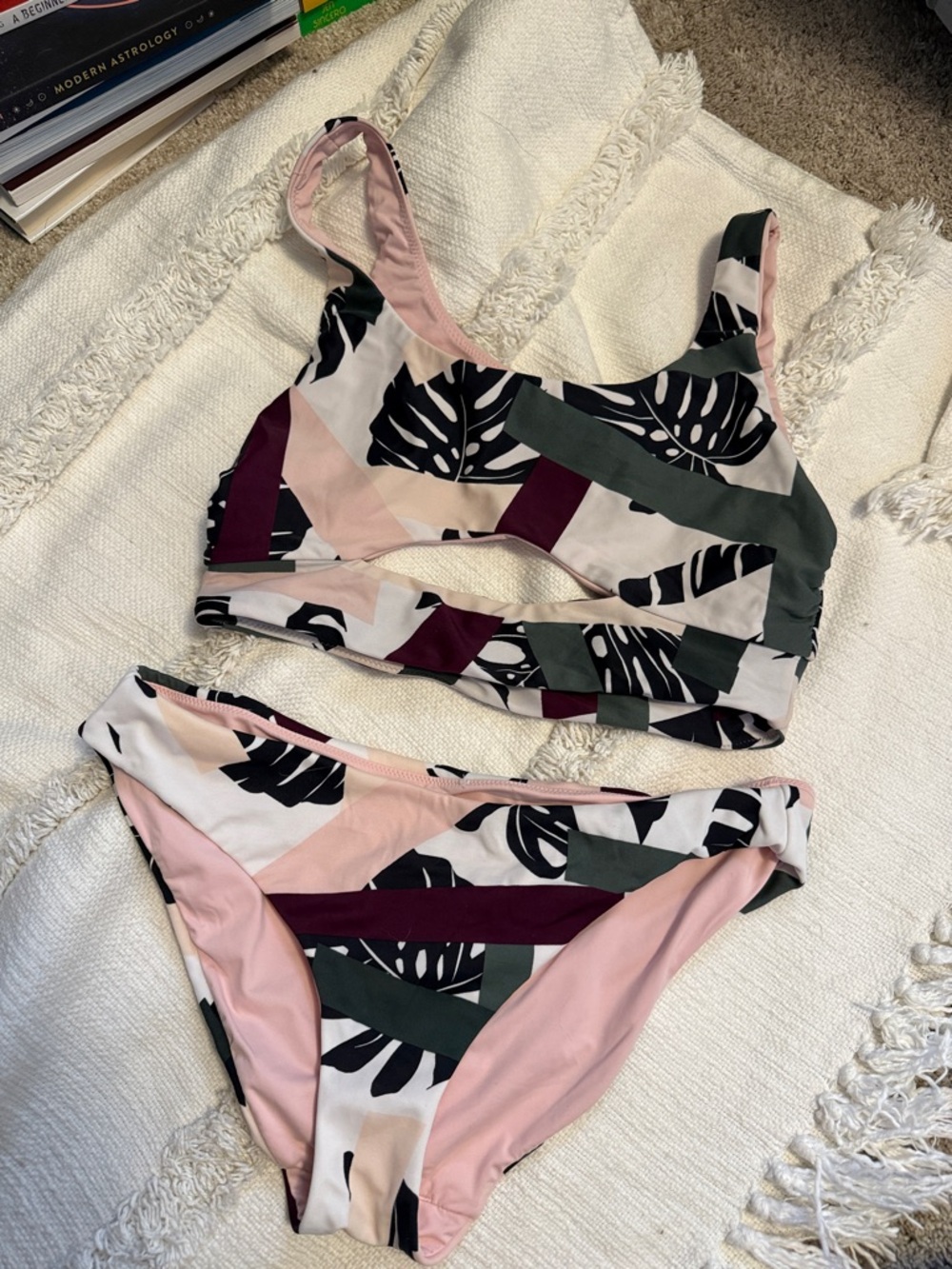 Reversible Cutout Bikini Set in Pink, Green & Black